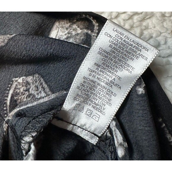 Thakoon Design Nation Top Womens Sz XS Black Crowns V Neck Long Sleeve Blouse - Picture 5 of 6